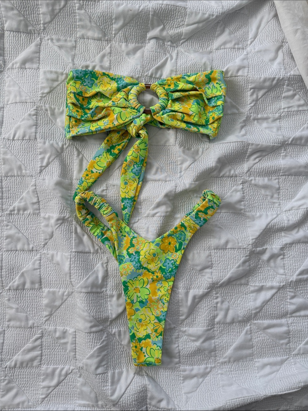 Kulani Kinis Green & Yellow Floral Bikini